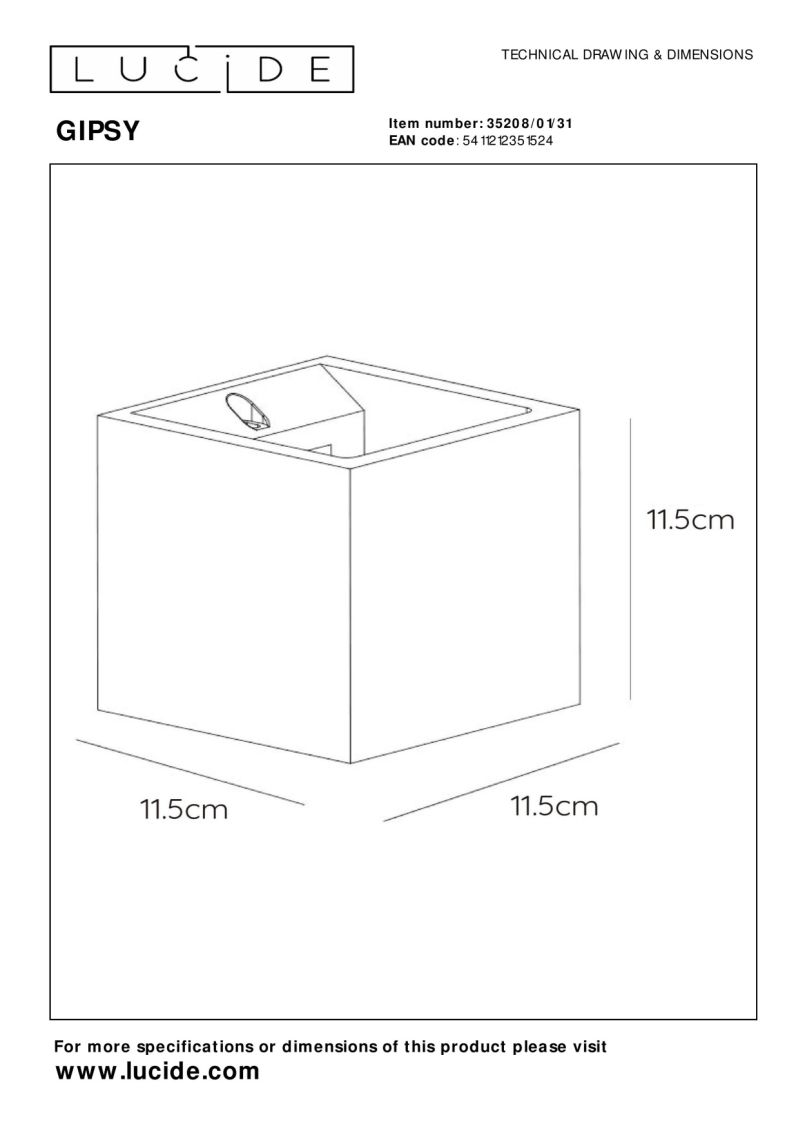 Lucide GIPSY - Nástenné svietidlo - 1xG9 - Biele